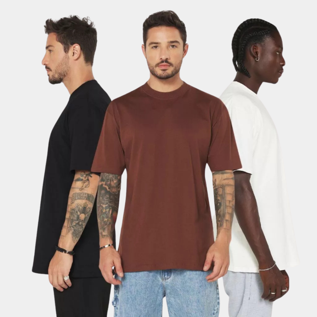 Kit 3 Camisetas Básicas Oversized Streetwear 