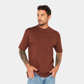 Camisa Básica Oversized Streetwear Masculina Marrom 