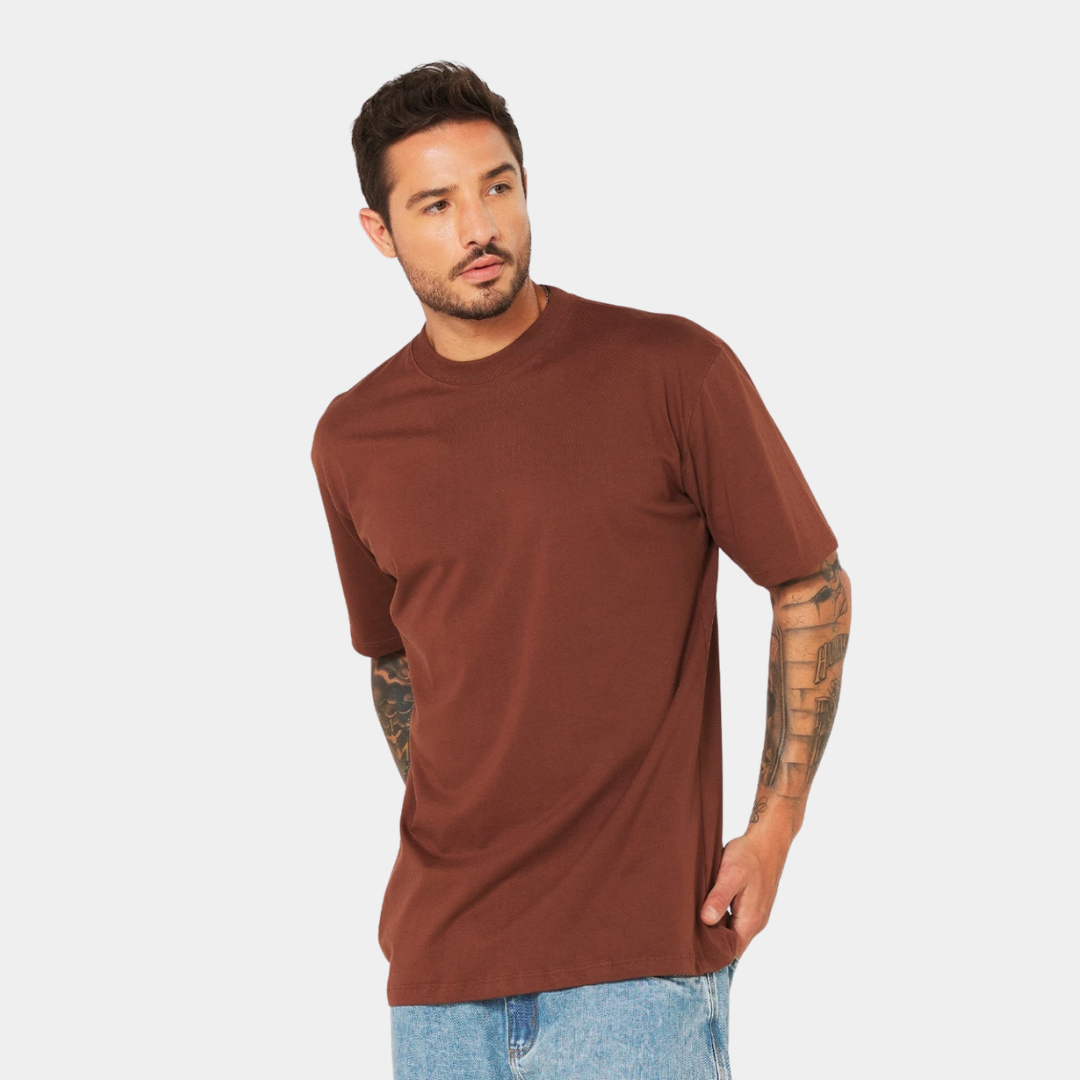 Camisa Básica Oversized Streetwear Masculina Marrom 